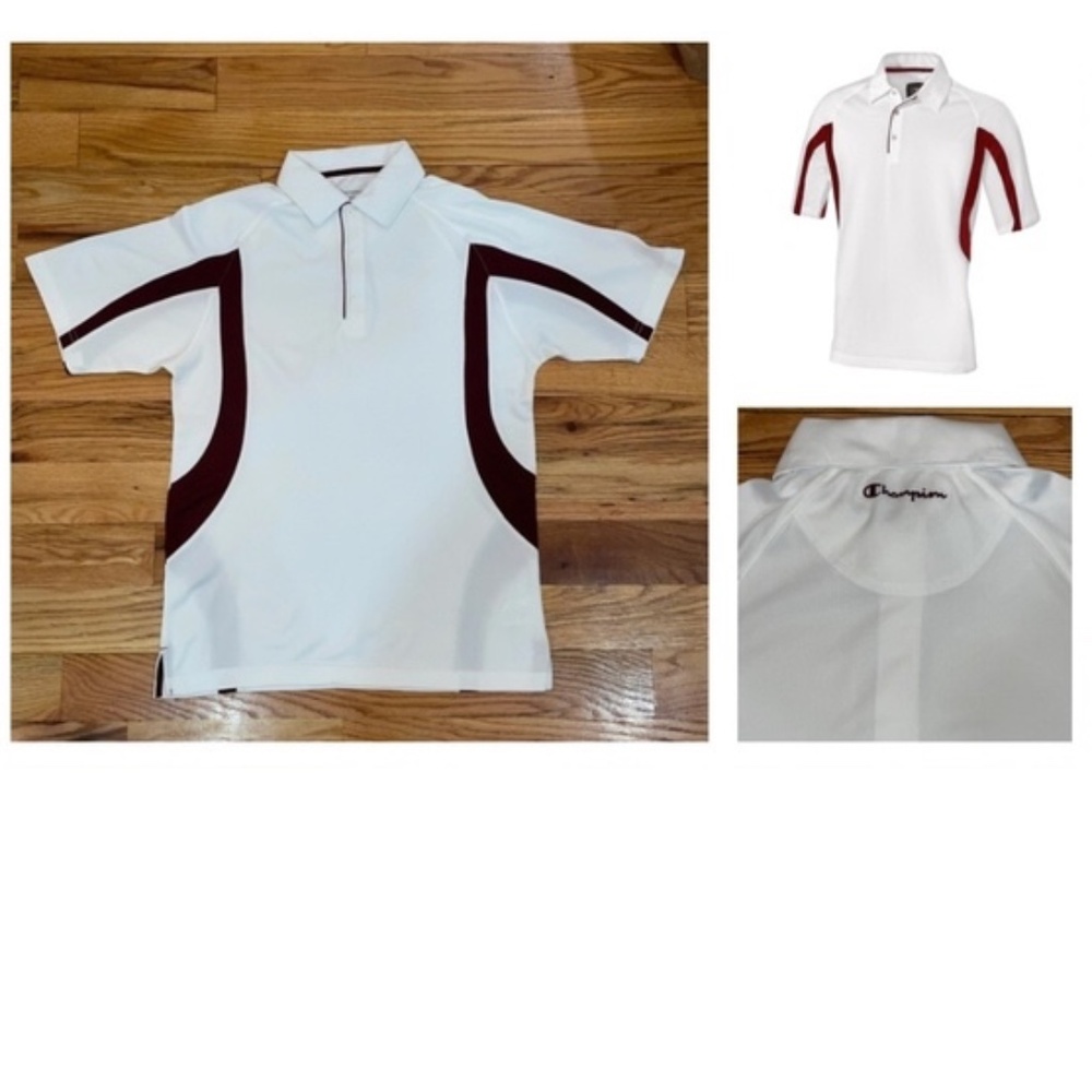 NEW Champion men's Mesh Insert Color Stripe polo shirt S